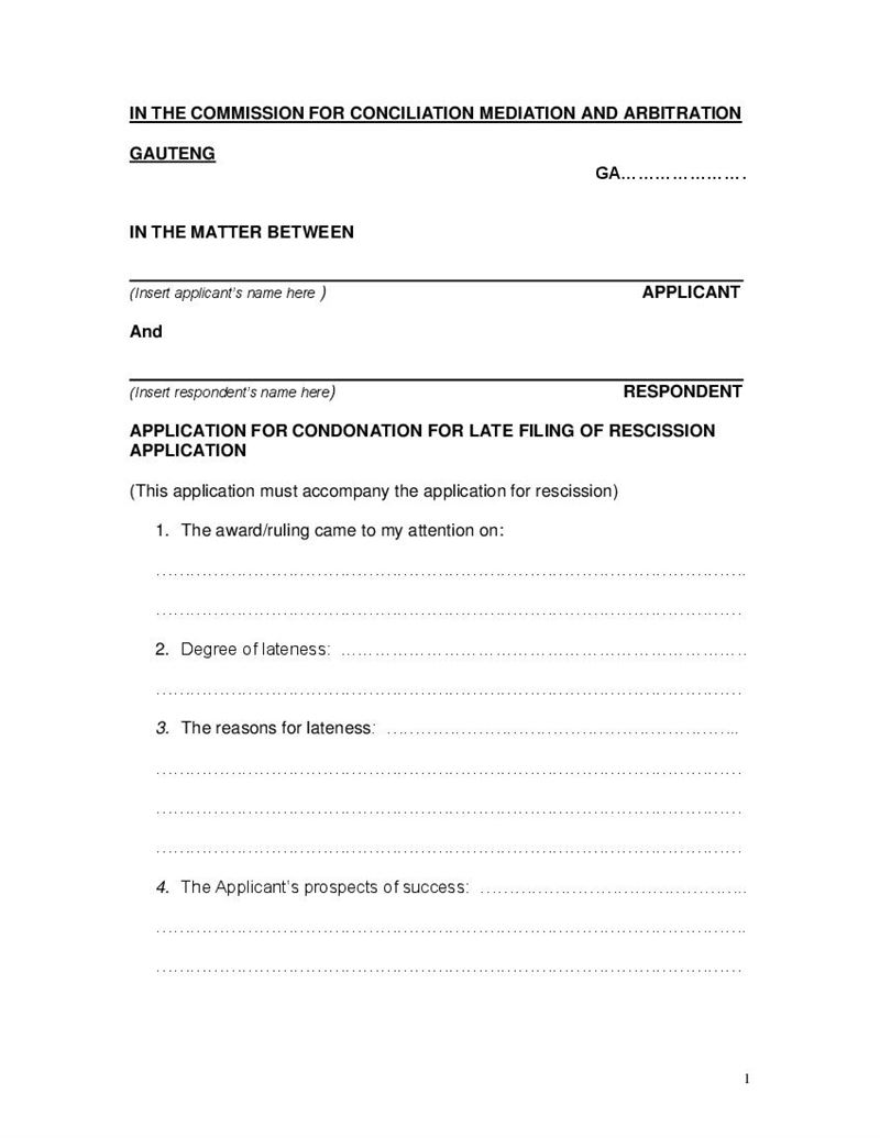 Rescission Affidavit, Document, Labour Law, South Africa ...