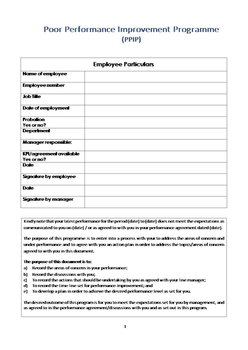 Poor Performance Improvement Programme Document Labour Law South